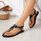 Damen elegante Zehentrenner-Sandalen mit modischem Verschluss und anatomisch geformtem Fußbett R&B