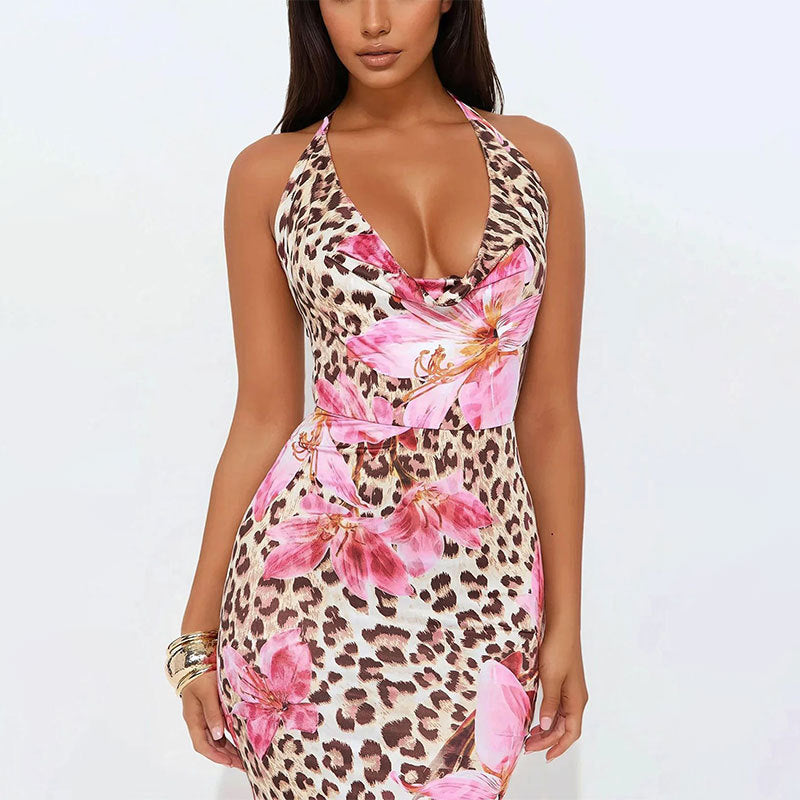 Damen Maxikleid mit tiefem V-Ausschnitt und verspieltem Blumendruck R&B