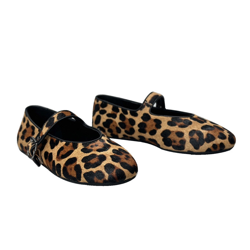 Damen Ballerinas mit elegantem Leopardenmuster und verstellbarem Riemen