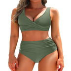 Damen Hochgeschnittener Bikini mit eleganter Wickeloptik und figurformendem Design R&B