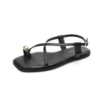 Damen elegante Sandalen mit modischem Riemen und dekorativem Metallakzent