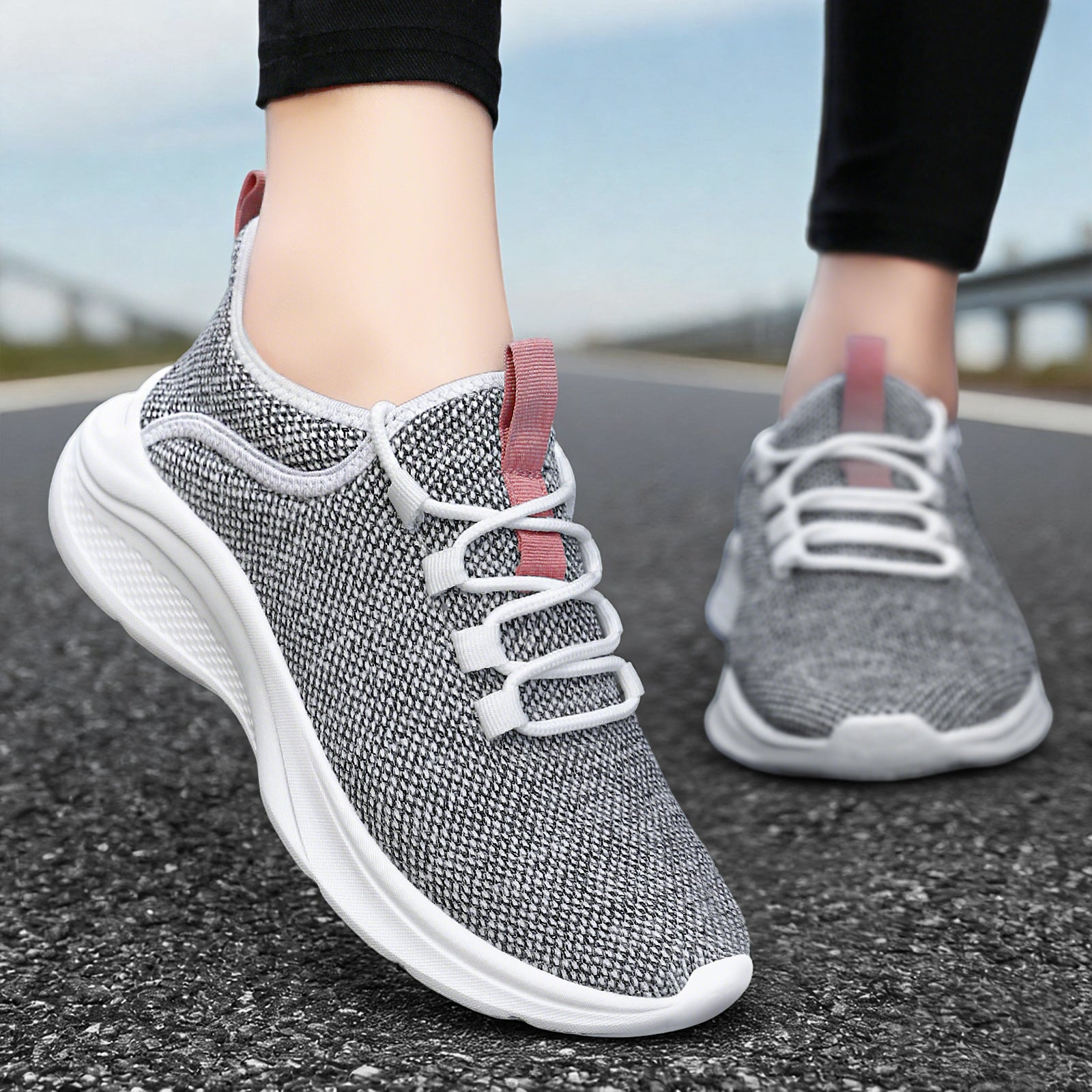 Damen Sportliche Strick-Sneaker mit elastischem Anpassungsprofil R&B