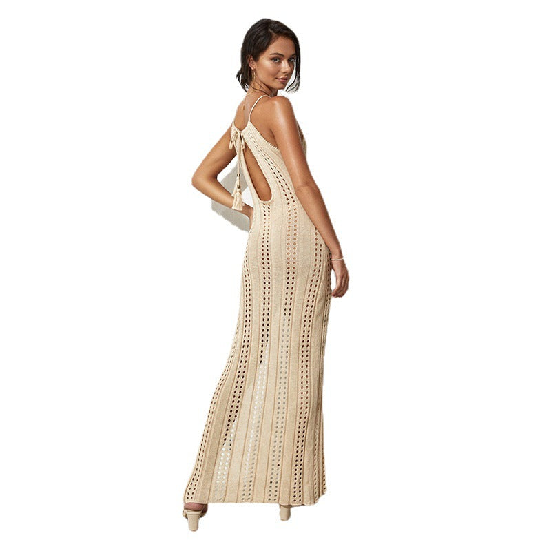 Damen elegantes, transparentes Maxikleid mit zarten Häkelverzierungen R&B