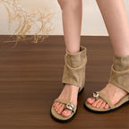 Damen Modische Wedgesandalen mit flexibler Obermaterial-Kombination und trendigem Dekor R&B