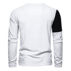 Herren Langarmshirt mit modernem V-Ausschnitt und farblich abgesetzten Ärmeln