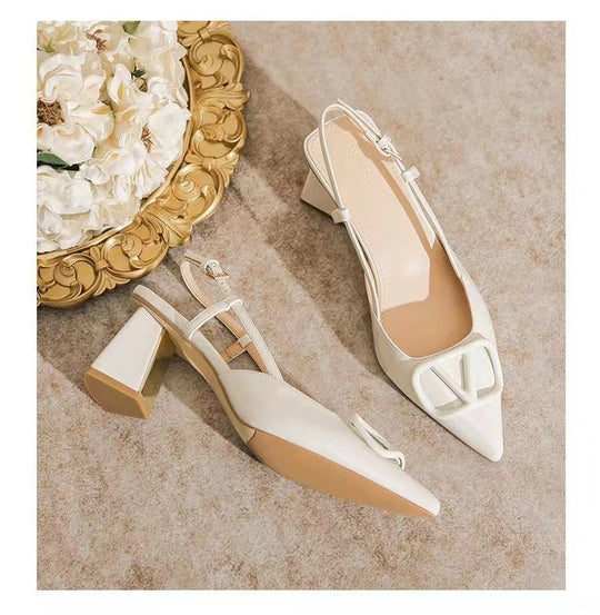 Damen Slingback Pumps mit dekorativen Metallakzenten und komfortablem Blockabsatz R&B