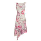 Damen elegantes asymmetrisches Kleid mit floralen Akzenten R&B