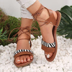 Damen Zehentrenner Sandalen mit elegantem Streifenmuster R&B