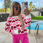 Damen Pullover mit Herzmuster und komfortablem Schnitt R&B