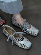 Damen modische Schnürschuhe mit atmungsaktiver Obermaterialstruktur und elastischen Riemen R&B