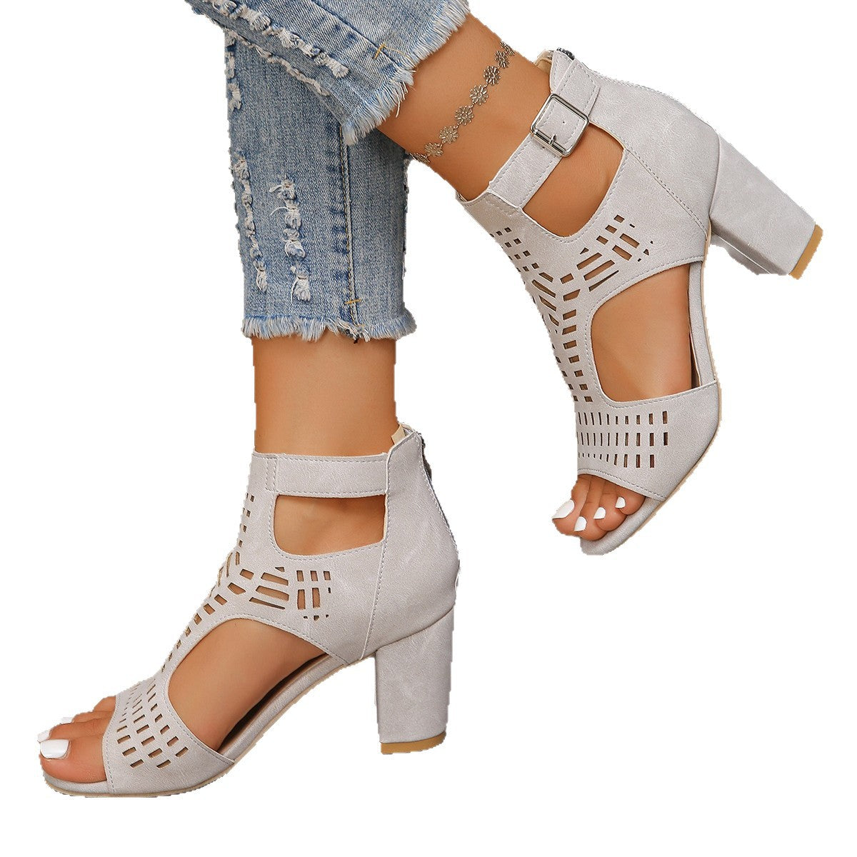 Damen Offene High-Heel Sandalen mit modischem Durchbruchsdesign R&B