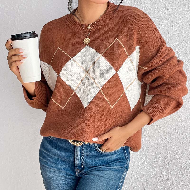 R&B | Geometrischer Strickpullover Mit Farbkontrasten