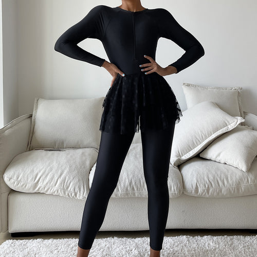 Damen Sportlicher Schwimmanzug mit schwingendem Rock R&B