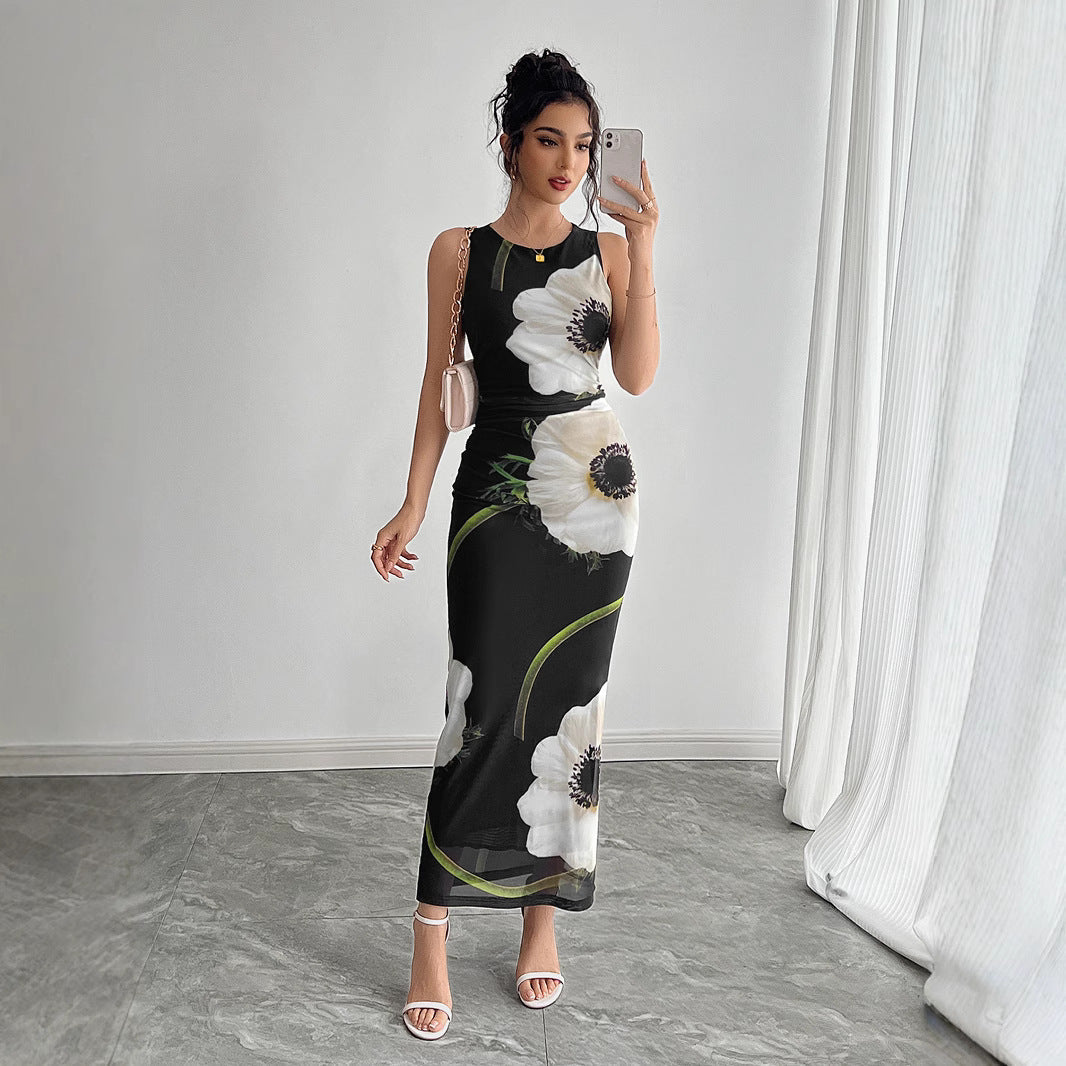 Damen Maxikleid mit floralem Druck und figurbetonter Silhouette R&B