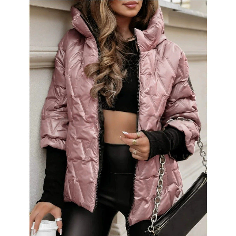 Damen Steppjacke mit hohem Kragen und beschichtetem Obermaterial R&B