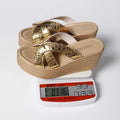 Damen Wedge-Sandalen mit eleganter Kreuzriemenstruktur und exotischer Korksohle R&B