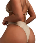 Damen Triangel-Bikini mit verstellbaren Trägern und tiefem Slipschnitt R&B