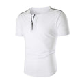 Herren Kurzarm T-Shirt mit halber Knopfleiste und kontrastierenden Nähten