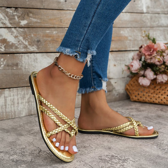 Damen Elegante und stylische Riemensandalen mit geflochtenem Detail R&B