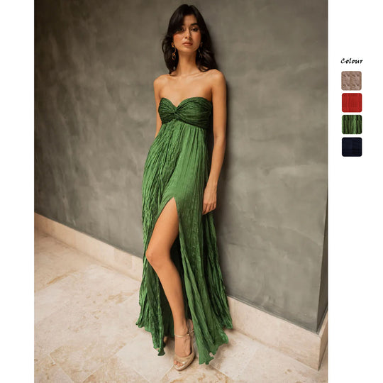 Damen Sommerliches Maxikleid mit Raffungen und schwingendem Rock R&B