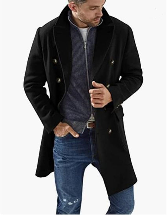 Herren eleganter Doppelknebel-Mantel mit modernem Schnitt R&B