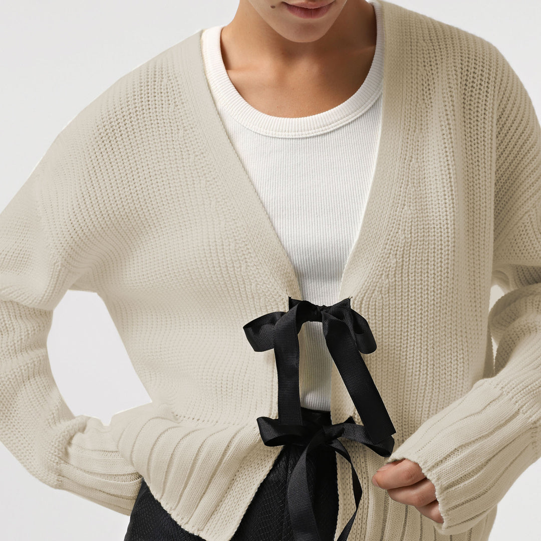 Damen Strickjacke mit dekorativen Schleifen-Details R&B