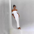 Damen Elegantes Wickelkleid mit Off-Shoulder-Ausschnitt und figurbetontem Schnitt R&B