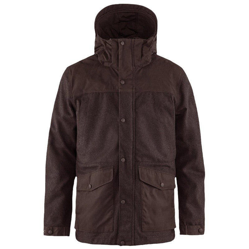 Herren funktionale Winterjacke mit abnehmbarem Kapuzenkragen und großen Taschen R&B