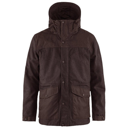 Herren funktionale Winterjacke mit abnehmbarem Kapuzenkragen und großen Taschen R&B
