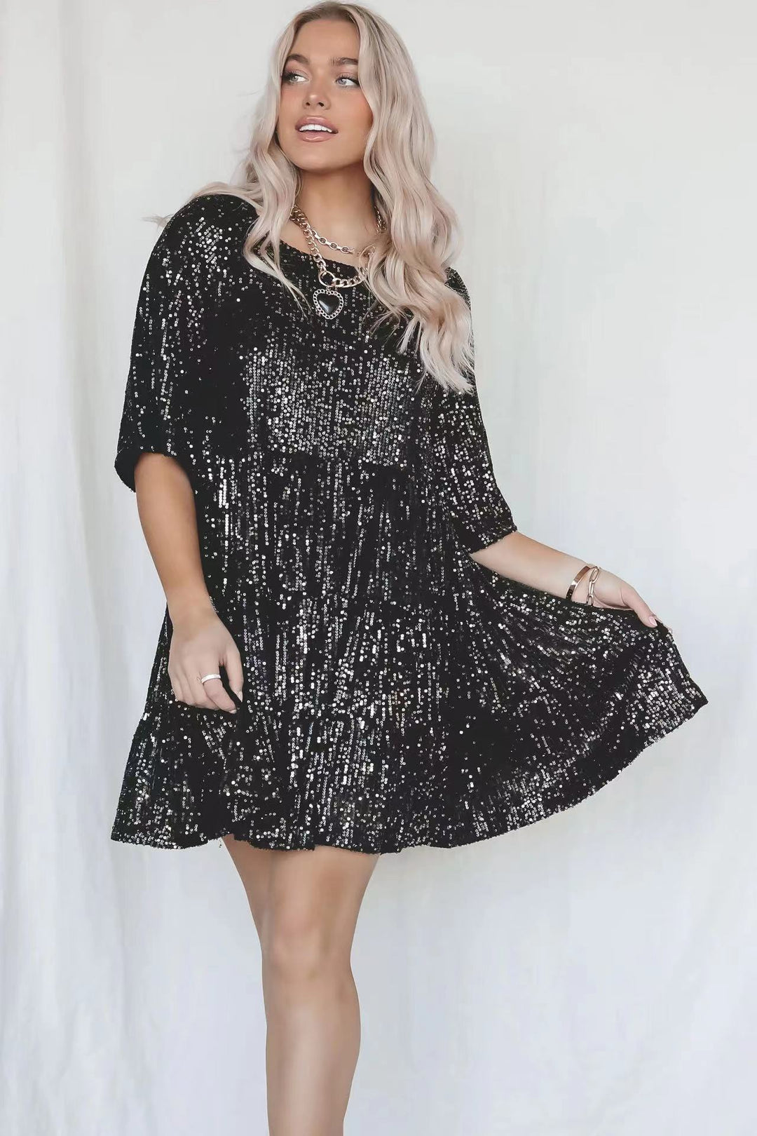 Damen Glitzerndes Kurzkleid R&B
