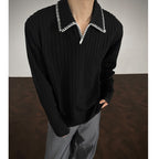 Herren Pullover mit lässigem strukturiertem Design und modischem Kragen R&B