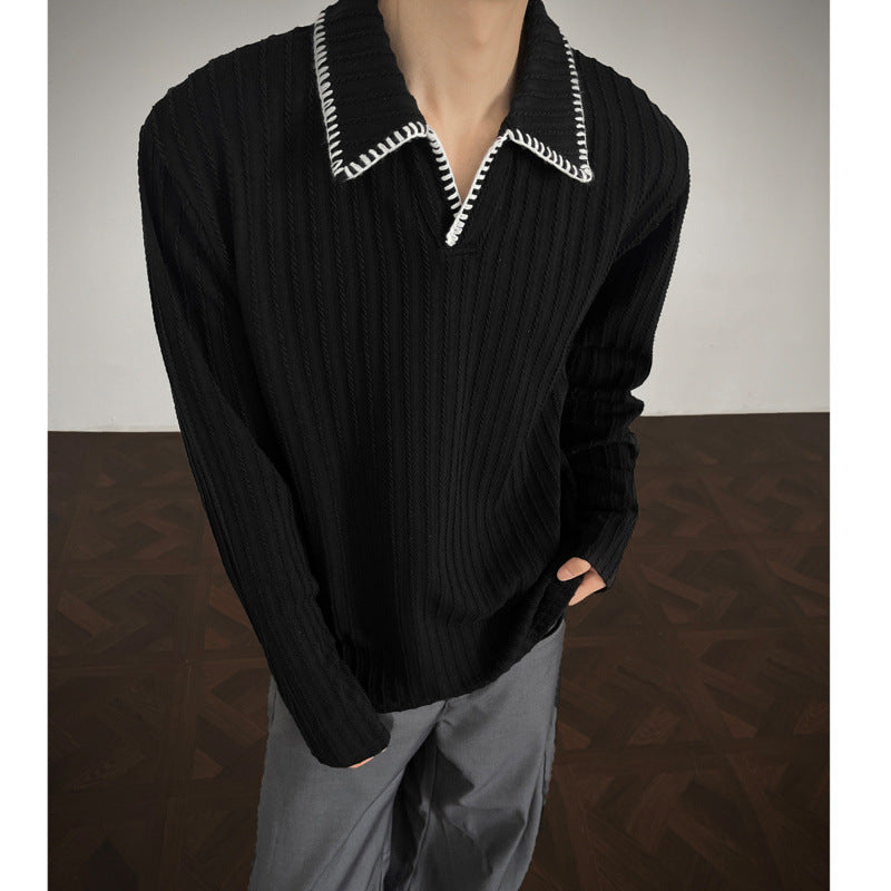 Herren Pullover mit lässigem strukturiertem Design und modischem Kragen R&B