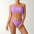 Damen Einseitiger Bikini mit elegantem Rippendesign und verstellbaren Trägern R&B
