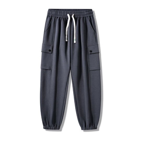 Damen bequeme Cargo-Hose mit tiefen Seitentaschen und elastischem Bund Hedi-Mode