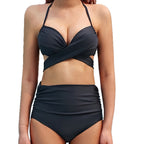 Damen eleganter Hochgeschnittener Bikini mit raffinierter Wickeloptik R&B