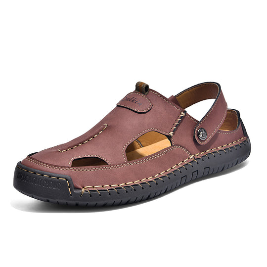 Herren luftige Leder-Sandalen mit verstellbarem Riemen R&B