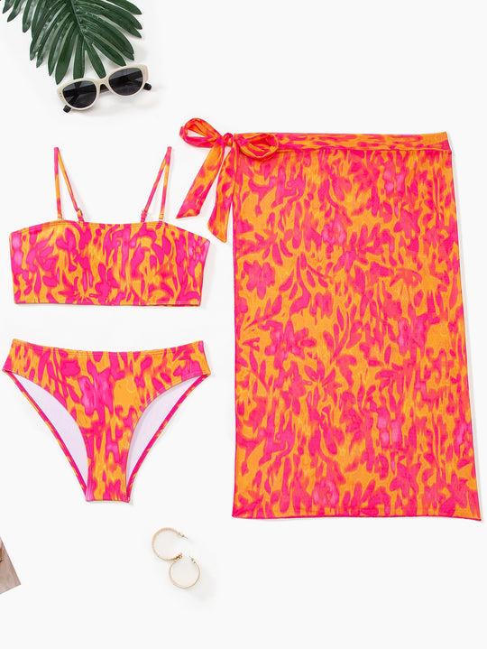 Damen Bikini-Set mit modischem Bandeau-Oberteil und hoch geschnittenen Bottoms R&B
