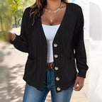 Damen Strickjacke mit Knopfleiste und seitlichen Taschen R&B