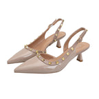 Damen Slingback-Pumps mit strukturierter Oberfläche und glamourösem Schmuckdetail
