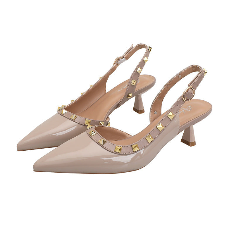 Damen Slingback-Pumps mit strukturierter Oberfläche und glamourösem Schmuckdetail