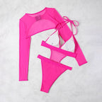 Damen Einteiler Badeanzug mit Cut-Out-Design und langem Arm R&B