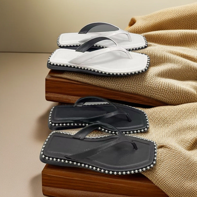 Damen modische Flip-Flops mit Perlenschmuck