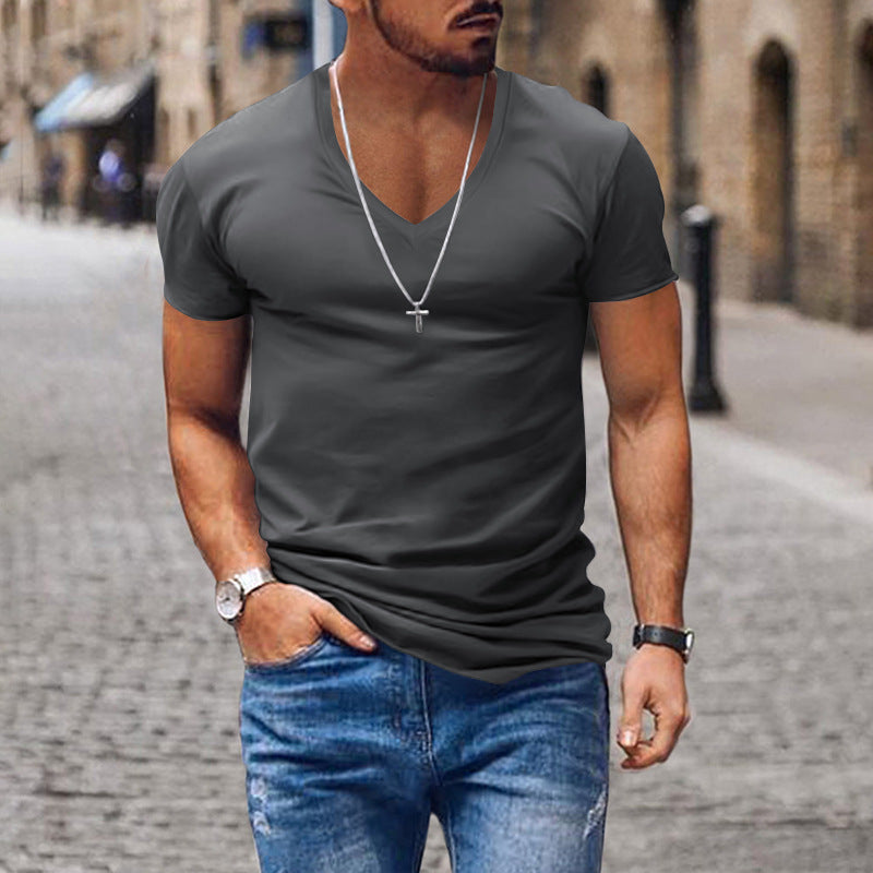 Herren lässiges V-Ausschnitt T-Shirt R&B
