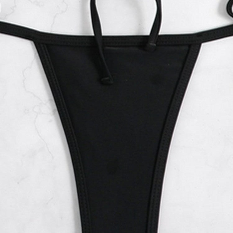 Damen Triangel-Bikini-Set mit geflochtenem Höschen und verstellbaren Trägern R&B