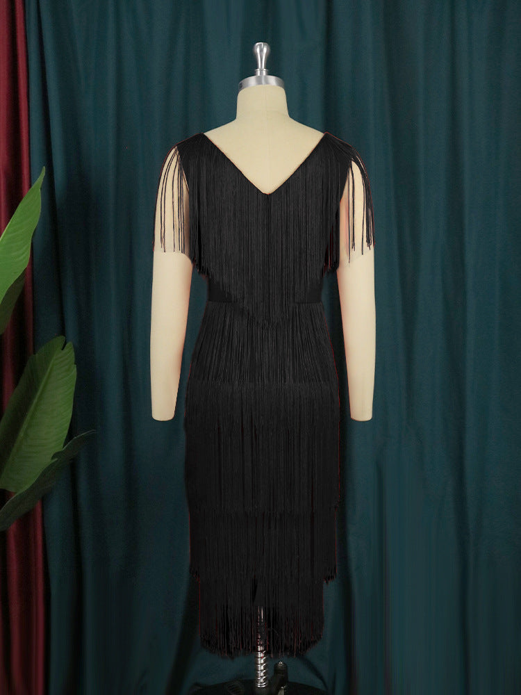 Damen Fransen Kleid R&B