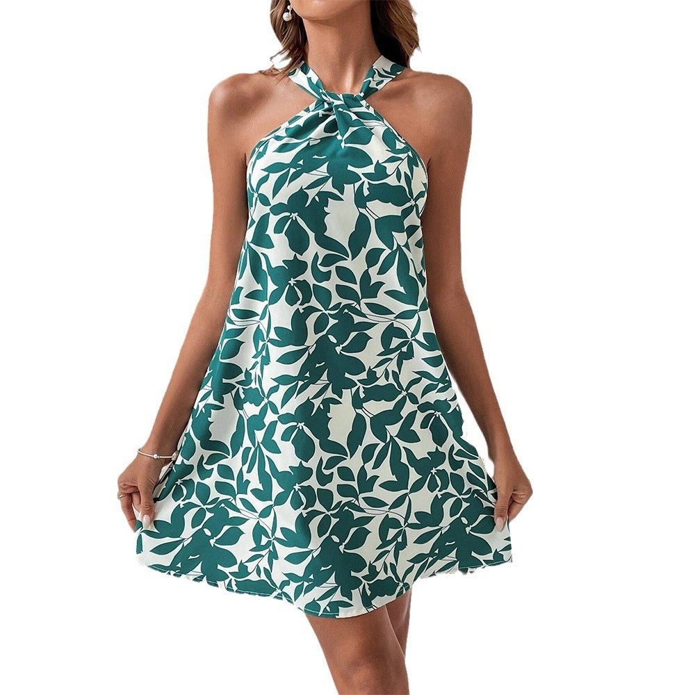 Damen Schlagendes Minikleid mit modernem Halterdesign und floralem Muster R&B