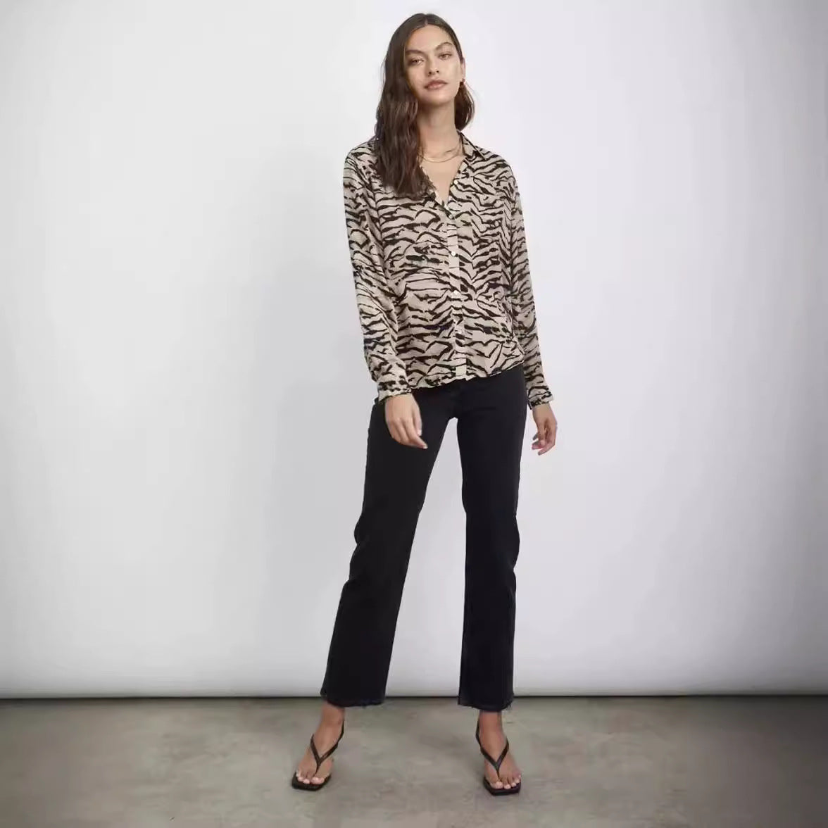 Damen Bluse mit auffälligem Tiermotiv und lockerer Passform R&B