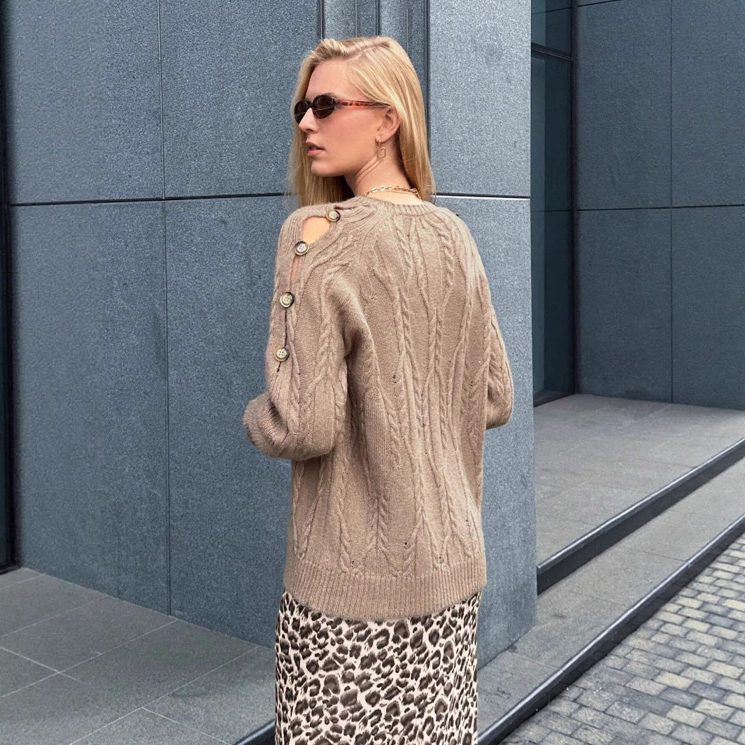 Damen Pullover mit Kabelstrickmuster und lässigem Schnitt R&B