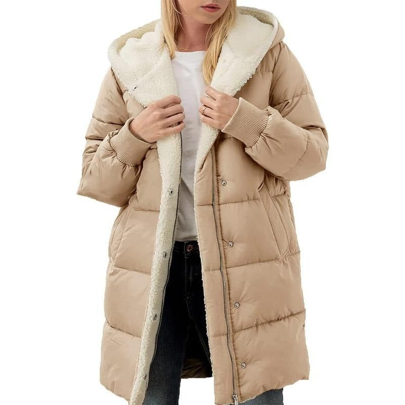 R&B | Wende Baumwoll Damenwintermantel mit Kapuze