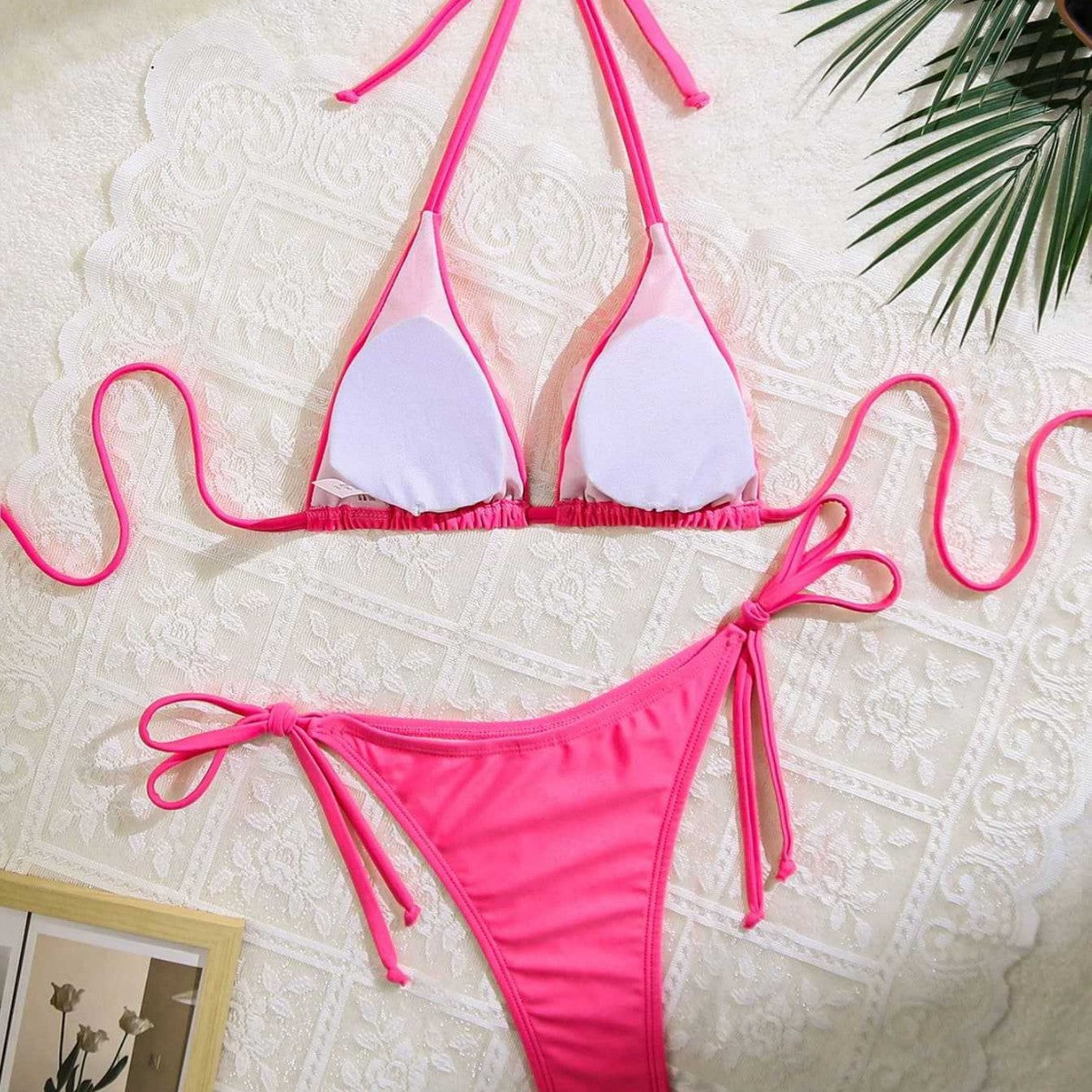 Damen Floral verziertes Triangel-Bikini R&B